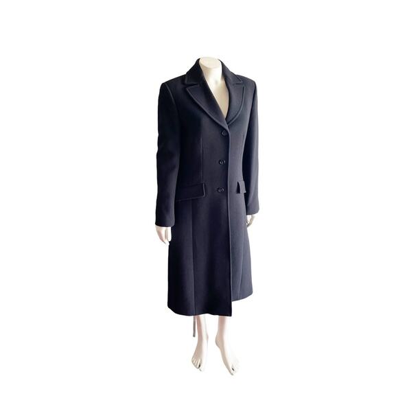 J.crew Lady Day Long Pea Coat Italian Wool Black Fitted Tailored 6 Tall - Picture 4 of 12